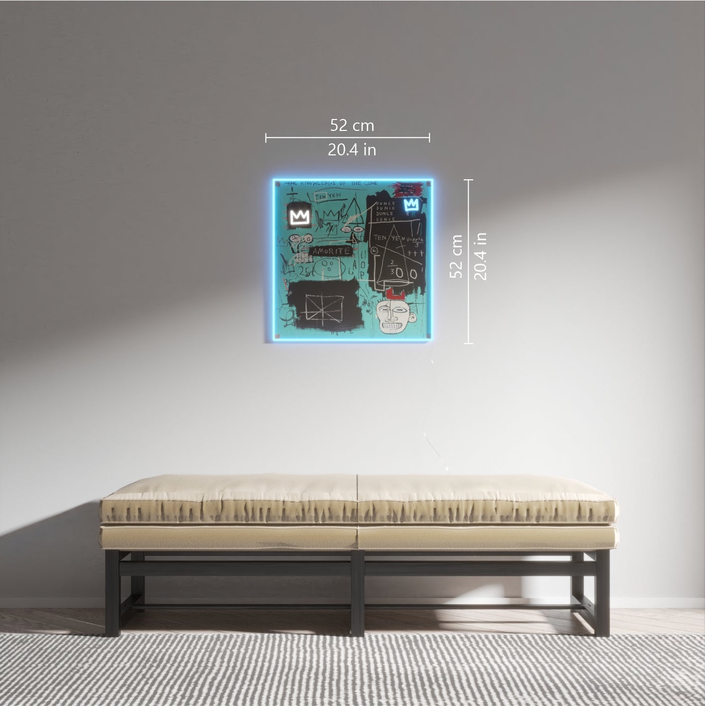 Equals Pi YP x Jean Michel Basquiat, signe en néon LED